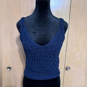 Vince - Navy blue crocheted crop tank top - size small
